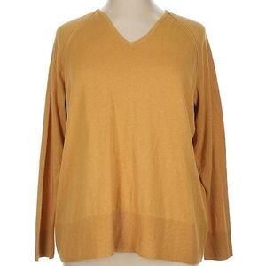 J.Jill V-Neck Long Sleeve Silk Blend Pullover Sweater, XL Tall, Yellow